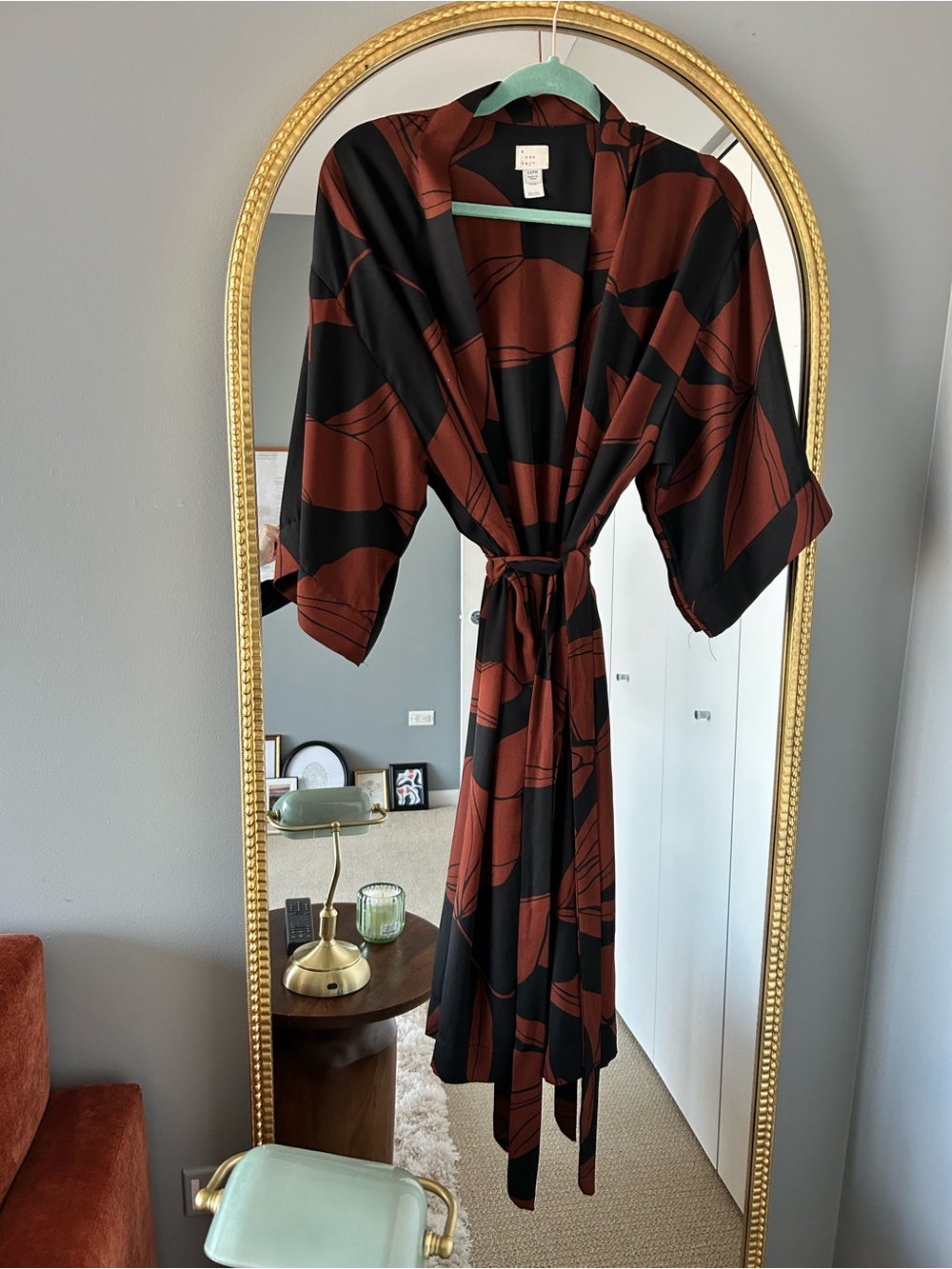 a new day Black and Brown Patterned Long Sleeve Wrap Dress